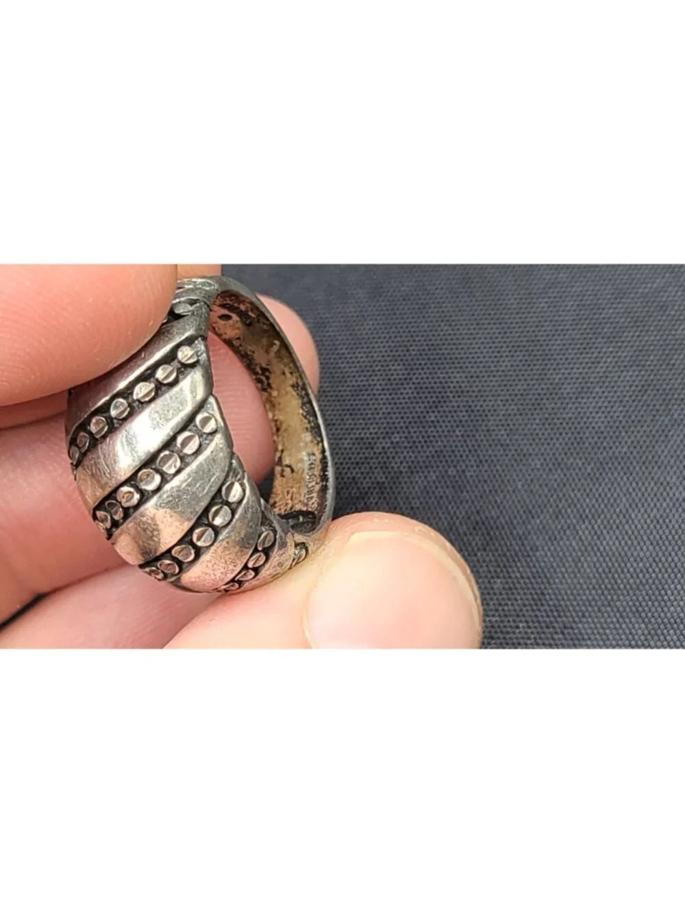 Classic Kabana Mens Sterling Silver Pinky Ring 7g scalloped design